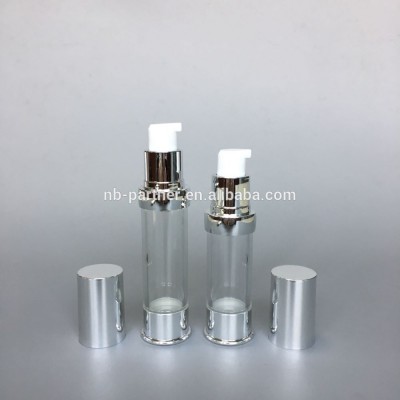 Gold /silver 5ml 10ml 30ml sun screen airless lotion bottle for essence concentrate